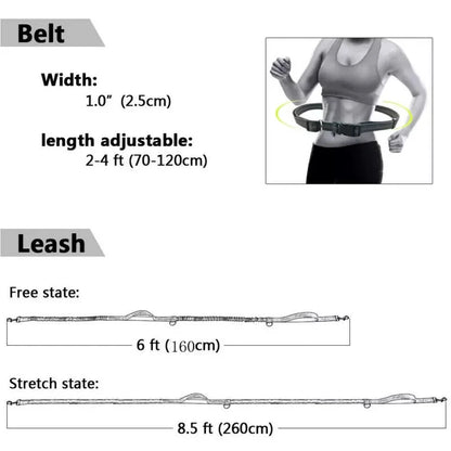 Pet Dog leash traction rope Reflective Adjustable Hand Free Dog Waist Belt Freely Jogging Pull Dog Leash Metal D-Ring Leashe